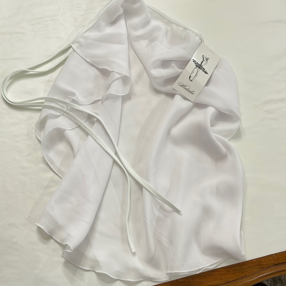 Natalie white sheer shirt to long wrap ballet skirt